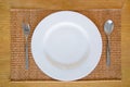 White Empty Dish With Spoon and Fork Set Royalty Free Stock Photo