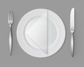 White Empty Flat Round Plate Silver Fork Knife Napkin Royalty Free Stock Photo