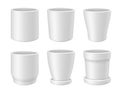 White empty flower pot vector realistic mock up set Royalty Free Stock Photo