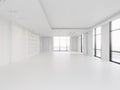 White empty interior, office space with large windows