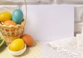 White empty list template with Easter basket