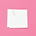 White empty note paper sheet paperclip pink Royalty Free Stock Photo