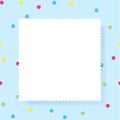 White Empty paper rectangle with copy space for text. Confetti color dots background. Vector illustration Royalty Free Stock Photo