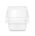 White empty plastic container for cheese. Packaging for meat, fish and vegetables Royalty Free Stock Photo