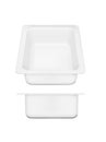 White empty plastic container for cheese. Packaging for meat, fish and vegetables Royalty Free Stock Photo