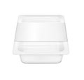 White empty plastic container for cheese. Packaging for meat, fish and vegetables Royalty Free Stock Photo