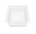 White empty plastic container for cheese. Packaging for meat, fish and vegetables Royalty Free Stock Photo