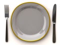 White empty plate with fork and knife Royalty Free Stock Photo