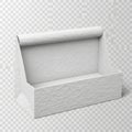 A white, empty, rectangular box with an open lid on a transparent background Royalty Free Stock Photo