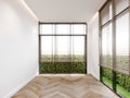 white empty room interior with wood venetian blind , 3d r