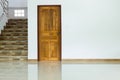 White empty room interior with wooden door Royalty Free Stock Photo