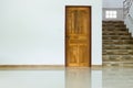 White empty room interior with wooden door Royalty Free Stock Photo