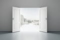 White empty room with opened door Royalty Free Stock Photo
