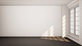 White empty room with window. room mockup stylish, vintage room interior