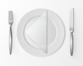 White Empty Round Plate Silver Fork Knife Triangular Napkin Table