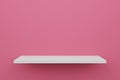 White empty shelf on raspberry sorbet color background.