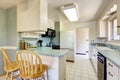 White empty simple old kitchen interior