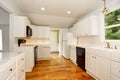 White empty simple old kitchen interior in American historical house. Royalty Free Stock Photo