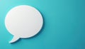 White empty speech bubble floats on bright blue background. Add your text or design here for messages, ideas, or questions. Copy Royalty Free Stock Photo