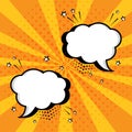 White empty speech bubbles with stars and dots on orange background. Comic sound effects in pop art style. Vector illustration Royalty Free Stock Photo