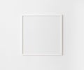 White empty square frame mock up on white wall, 1:1 ration, white picture frame mockup, 3d rendering