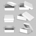 White empty square open box in different positions vector set