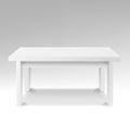 White Empty Square Table. Isolated Furniture, Platform. Realistic Vector Illustration. Royalty Free Stock Photo