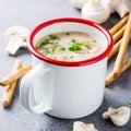 Homemade mushrooms champignons soup