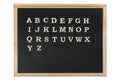 White English letters alphabet on black Board. Learning English Royalty Free Stock Photo