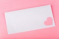 White envelop with pink paper heart Royalty Free Stock Photo