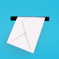 White Envelope in Blue Mailbox. 3d Rendering