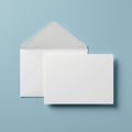 A white envelope and card on a light blue background. The envelope is open, revealing Royalty Free Stock Photo
