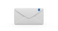 White envelope with a classic V-shaped flap centered against a plain background Royalty Free Stock Photo