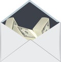 White envelope containing stacks of one hundred dollar bills Royalty Free Stock Photo