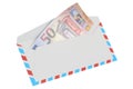 White envelope with 50 euro, 3D rendering Royalty Free Stock Photo