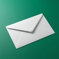White envelope on a green surface, with a triangular flap folded over. The envelope\'s Royalty Free Stock Photo