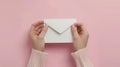 The white envelope in hands. AI generated Royalty Free Stock Photo