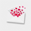 White Envelope With Hearts Transparent Background Royalty Free Stock Photo