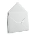 A white envelope made of smooth paper is open, revealing the back of a folded letter Royalty Free Stock Photo