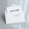 Gift card mockup with envelope on light background Royalty Free Stock Photo
