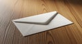 White envelope on a textured wooden surface with soft lighting and shadow Royalty Free Stock Photo