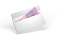 White envelope with ukrainian money