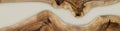 white epoxy resin panel with walnut Royalty Free Stock Photo