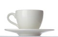 White espresso tea coffee cup with saucer isolated Royalty Free Stock Photo