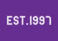 White established in year 1997 text on violet background