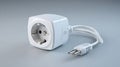 White european schuko plug adapter with two outlets for electrical devices and appliances Royalty Free Stock Photo
