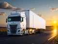 White european truck run fast for delivering. ai generative