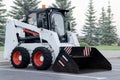 White excavator vehicle