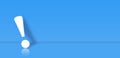 White exclamation mark In Blue background. 3D Render, with copy Space Royalty Free Stock Photo