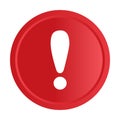 White exclamation mark on red circle button icon vector for graphic design, logo, website, social media, mobile app, UI Royalty Free Stock Photo